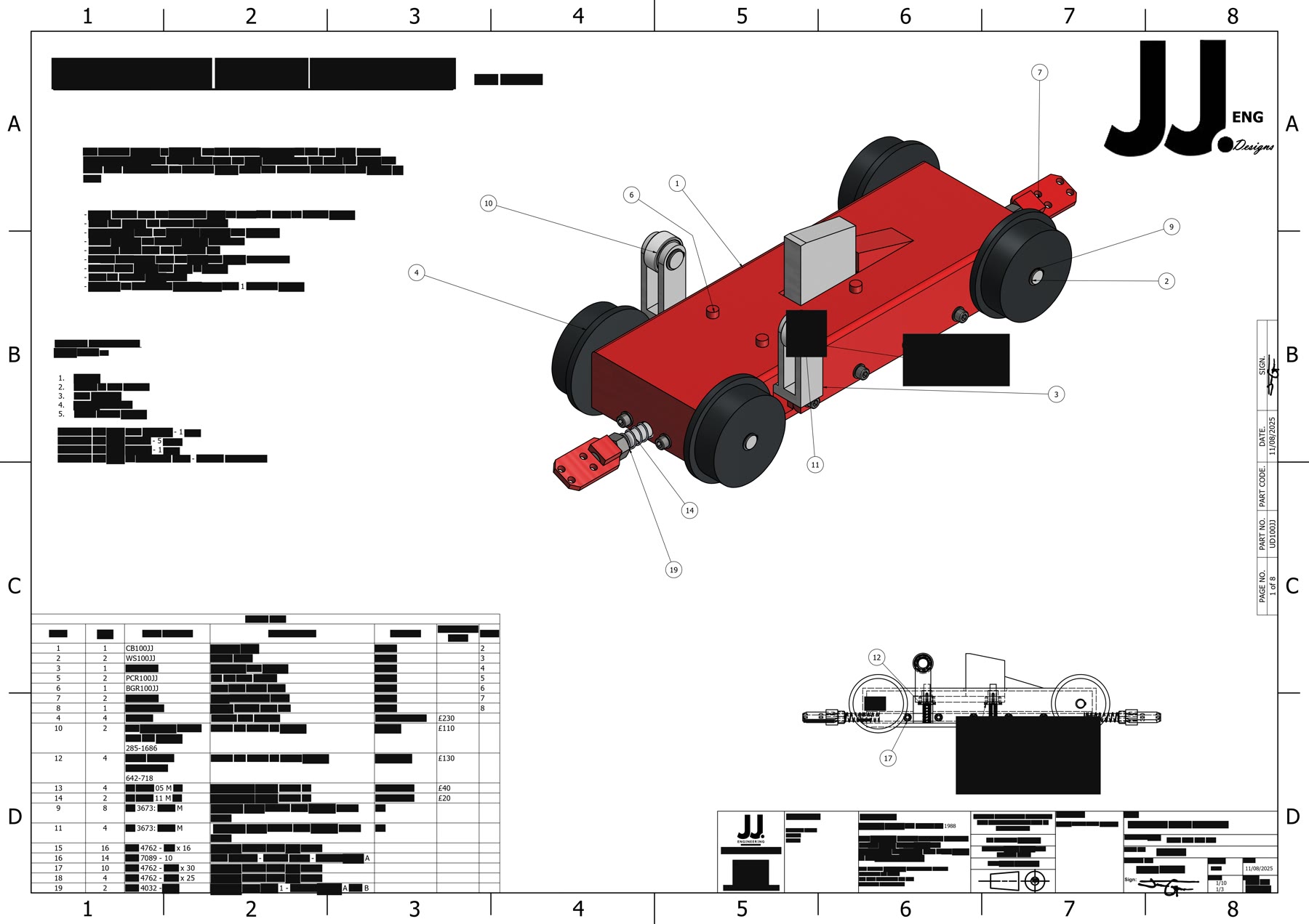 Dolley assembly drawing (redacted)